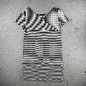 Lafayette 148 New York Womens Striped V-Neck Short Sleeve Shift Dress Size S